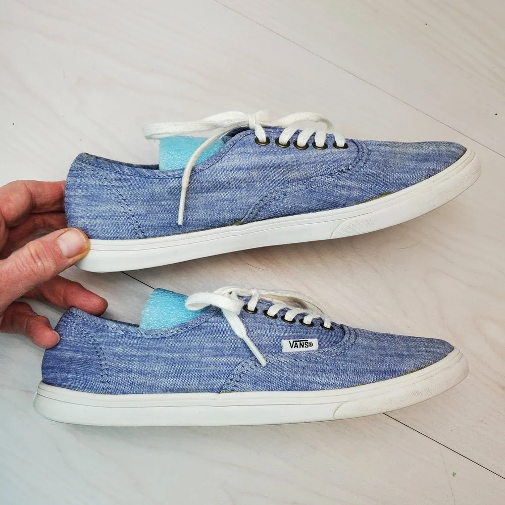 Vans Authentic Low Top Denim Floral Print Sneakers Women US 8.5